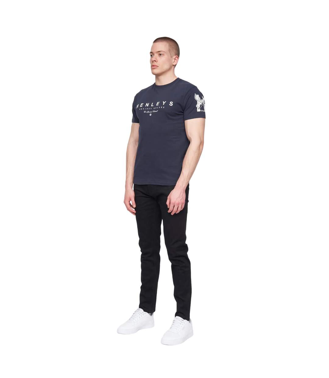 Mens hentyme t-shirt navy Henleys