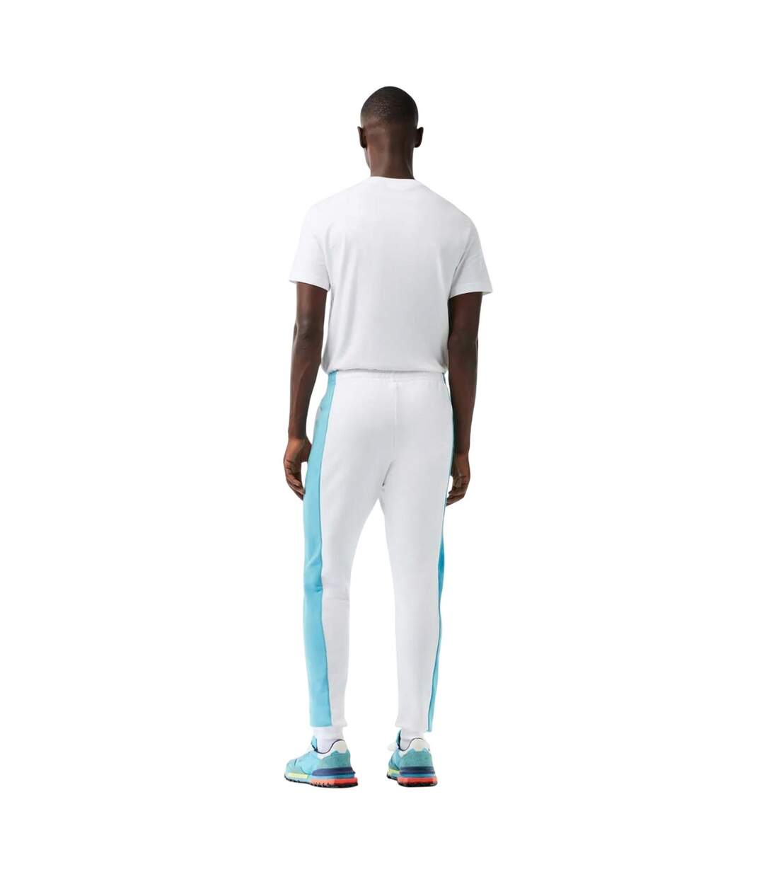Mens Colour Block Jogging Bottoms White Blue Lacoste-2