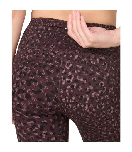 Legging 7/8 Motif/style Imprimé Léopard Power Femme Marron Sweaty Betty