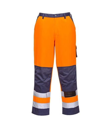 Portwest Mens Lyon Contrast Hi-Vis Safety Work Trousers (Orange/Navy) - UTPW728