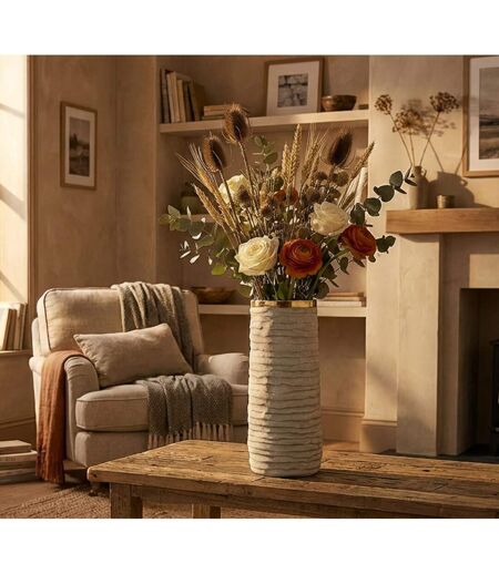 Vase Design en Céramique Lima 40cm Gris & Or