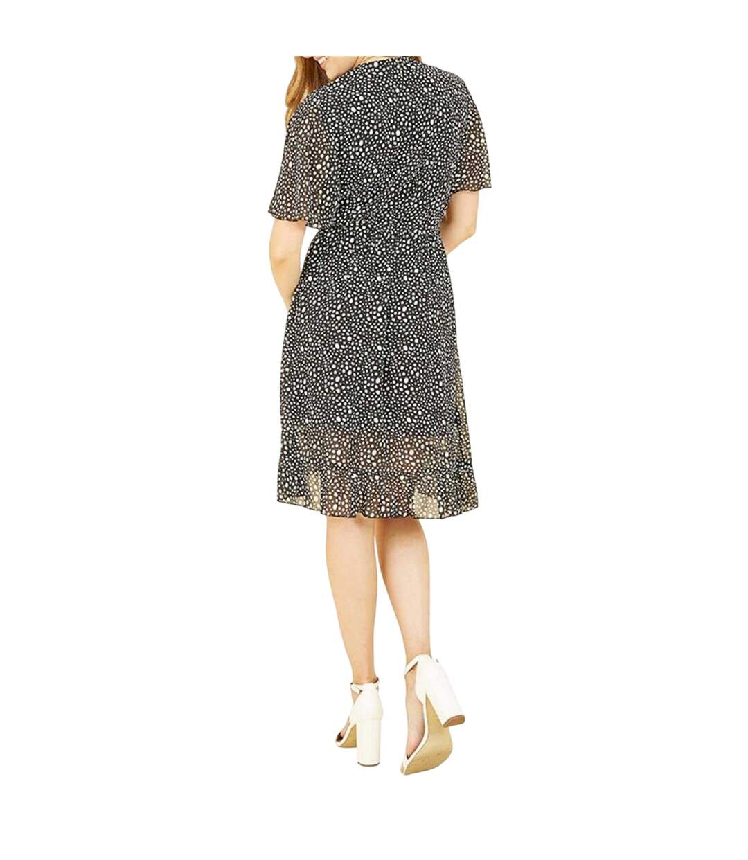 Robe Portefeuille Motif/style À Pois Femme Noir Mela London-3