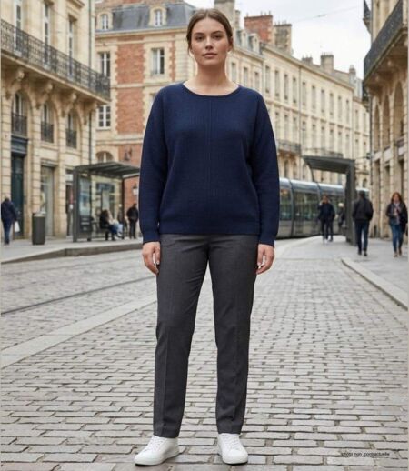 Pull Femme MAYFLOWER CANON2 Bleu Marine – Maille Fine et Douceur Soyeuse