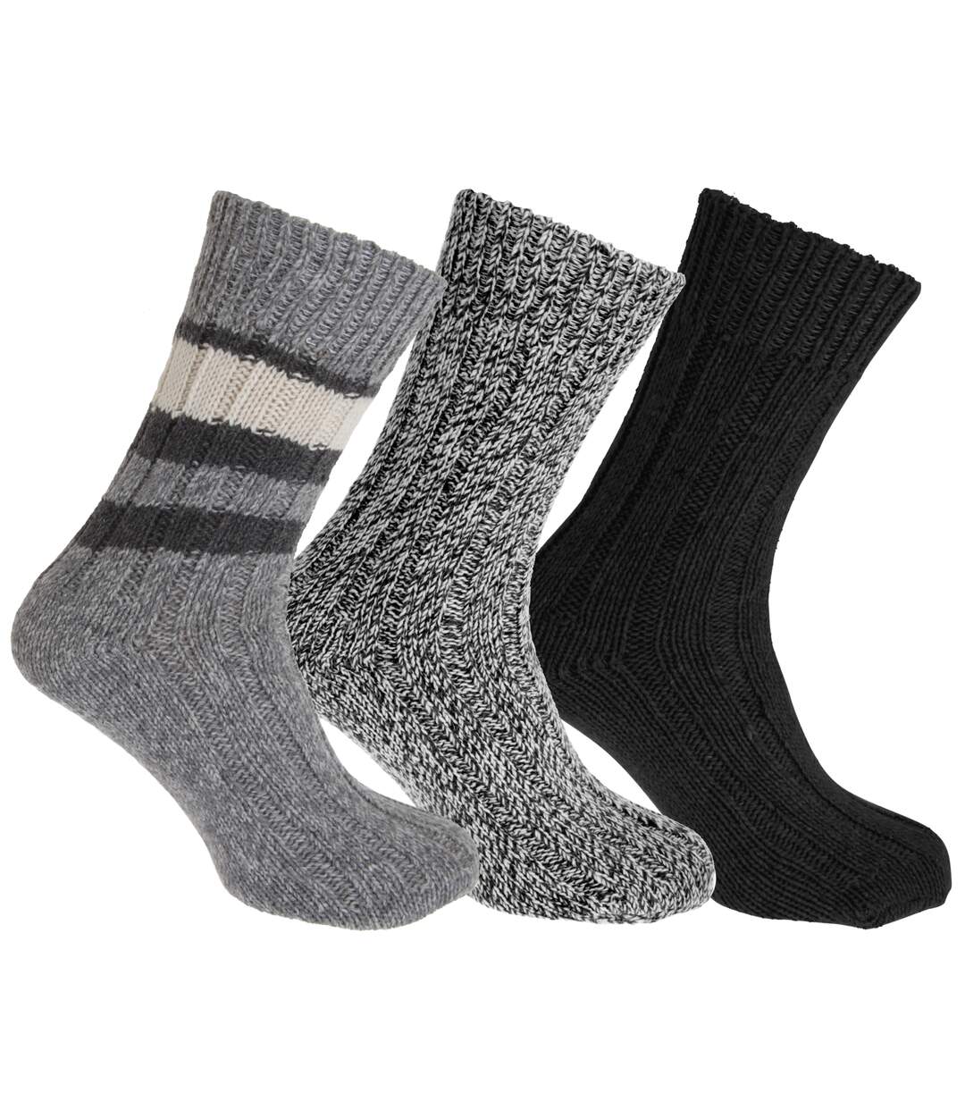 Chaussettes en laine 3 paires mixte variable Floso-4