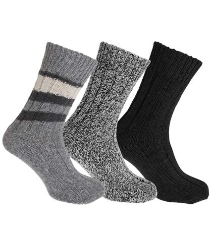 Chaussettes en laine 3 paires mixte variable Floso