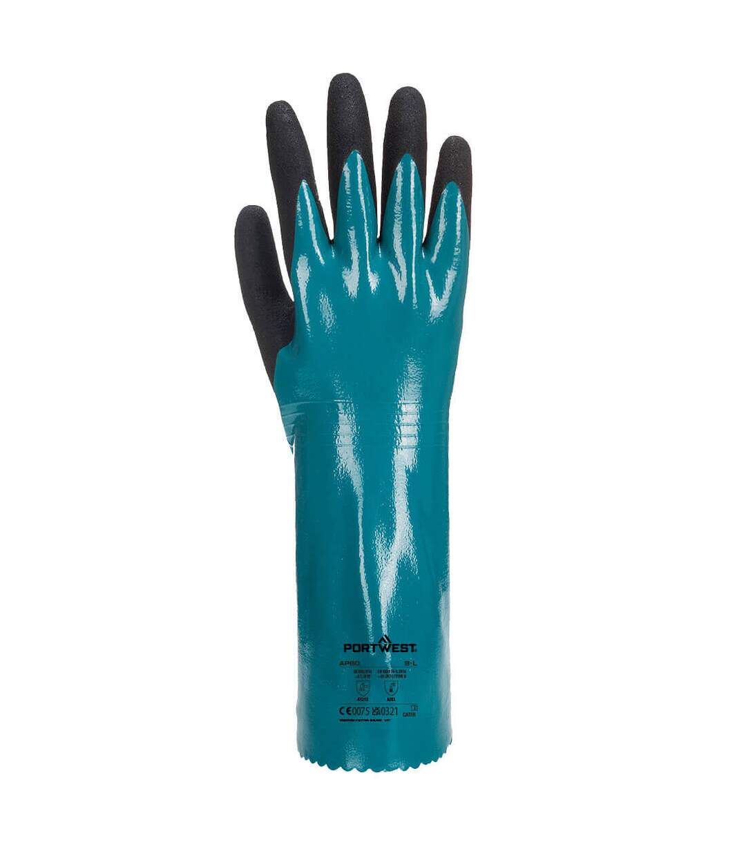 Unisex adult ap60 sandy grip lite chemical gauntlet m blue/black Portwest-2