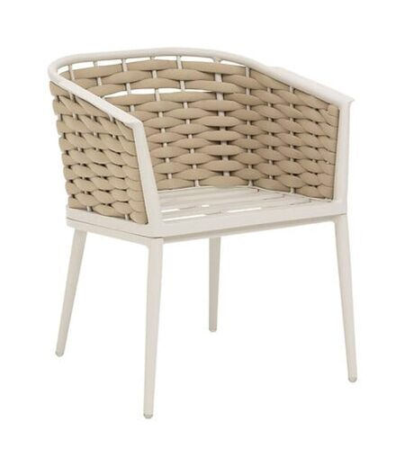 Lot de 2 fauteuils de jardin en aluminium et maille YCONIA - Beige et argile