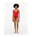 Womens/ladies Textured Crinkle One Piece Swimsuit Fire Red Tommy Hilfiger-4