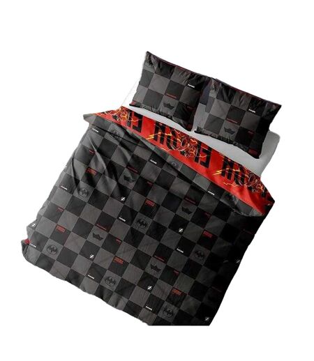 Reversible Duvet Set Black Red Yellow Flash