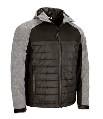 Veste hybride softshell et doudoune - Homme - REF BERING - noir et gris