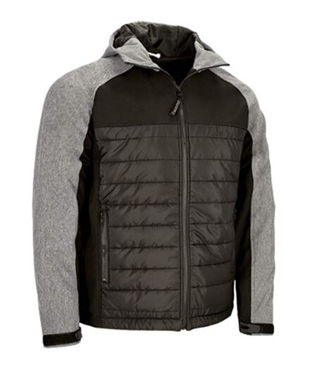 Veste moitié softshell moitié doudoune - Homme - REF BERING - noir et gris