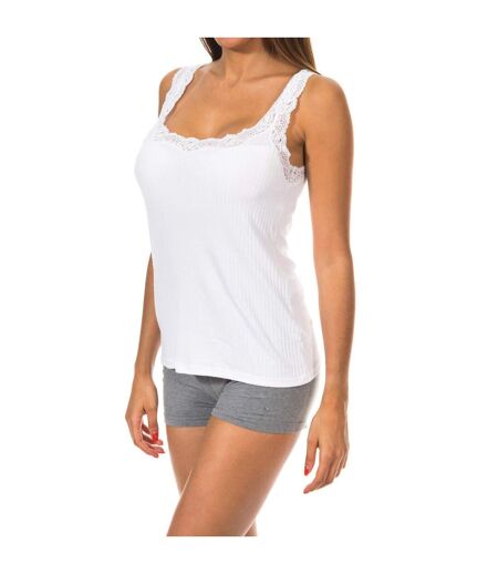 Women's Round Neckline Lace Wide Strap T-shirt 1072675