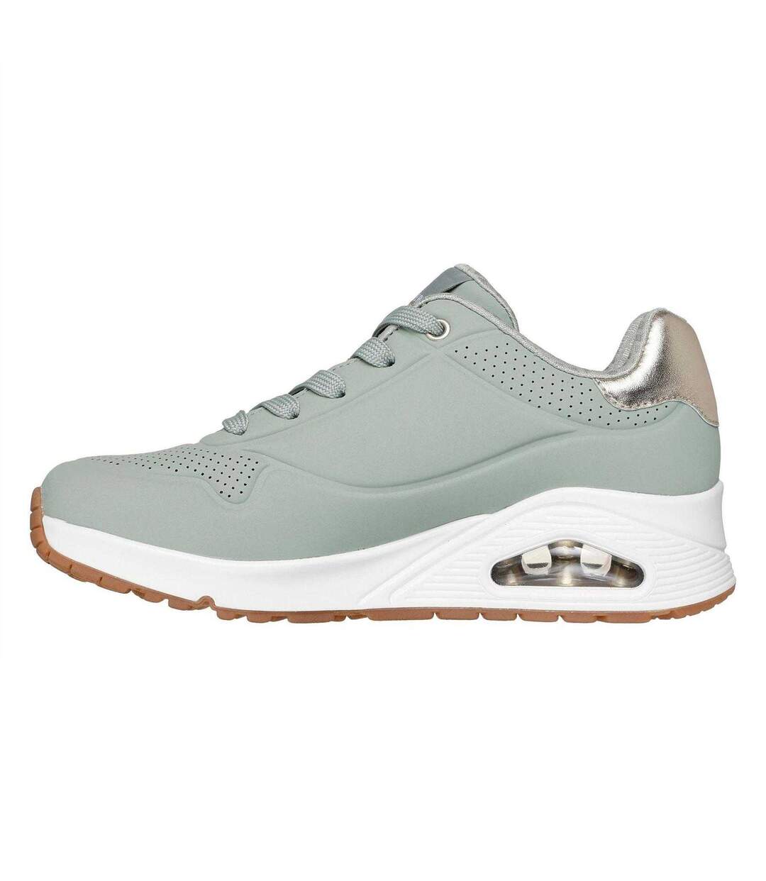 Baskets Uno Stand On Air Femme Vert De Gris Clair Or Métallisé Skechers-2