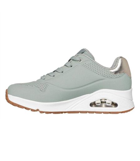 Baskets Uno Stand On Air Femme Vert De Gris Clair Or Métallisé Skechers