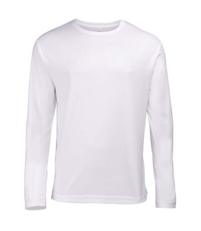 Just Cool Mens Long Sleeve Cool Sports Performance Plain T-Shirt (Arctic White) - UTRW684