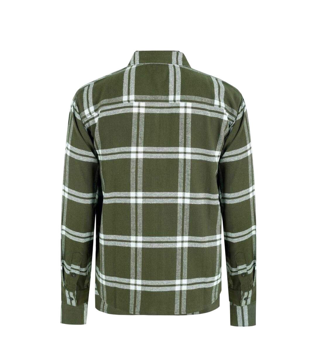 Mens Checked Flannel Full Zip Long-sleeved Shacket Khaki Green SoulCal-2