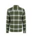 Mens Checked Flannel Full Zip Long-sleeved Shacket Khaki Green SoulCal-2
