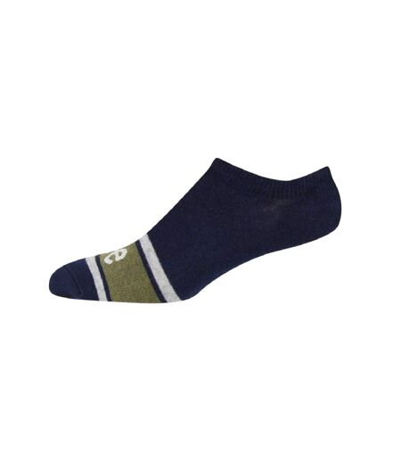 Pack Of 3  Unisex Adult Gerrard Lettering Ankle Socks  Blue Ecru Olive Lee