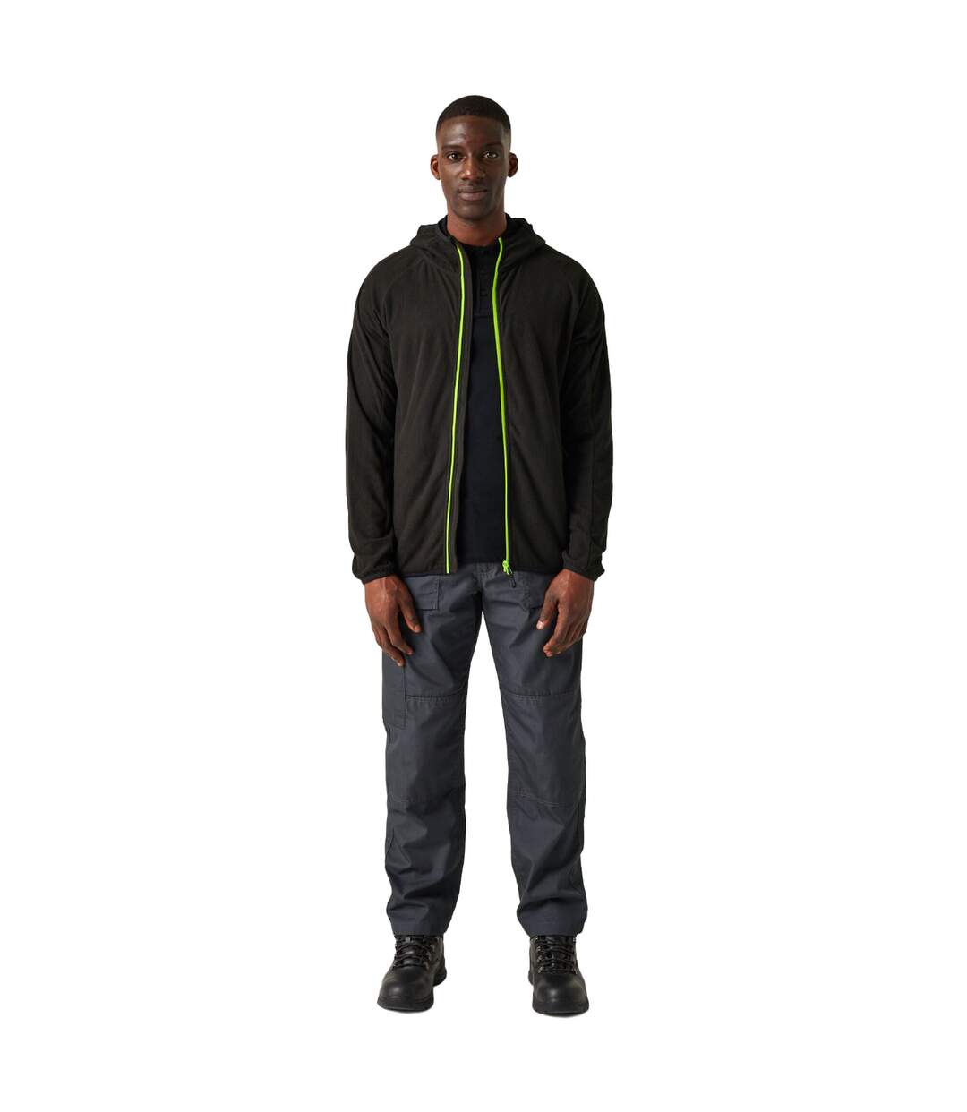 Mens Full Zip Fleece Jacket Black Lime Green Regatta Professional-1