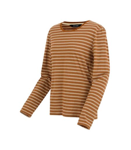 T-shirt Manches Longues Motif/style À Rayures Federica Femme Marron Vanille Clair Regatta