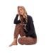 Ensemble De Pyjama Long Motif/style Imprimé Léopard Femme Bleu Marine Marron Keanu-3