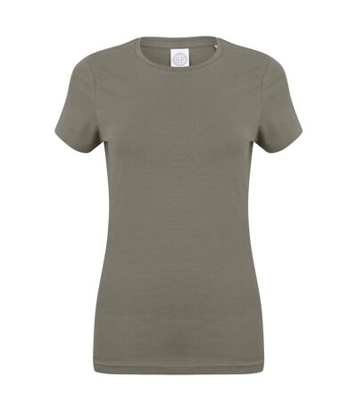 Skinni Fit Womens/Ladies Feel Good Stretch Short Sleeve T-Shirt (Khaki) - UTRW4422