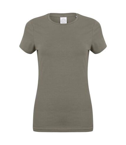 Skinni Fit Womens/Ladies Feel Good Stretch Short Sleeve T-Shirt (Khaki)