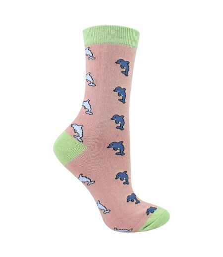 Miss Sparrow - Chaussettes Fantaisie Femme Bambou Motif Dauphins Douces
