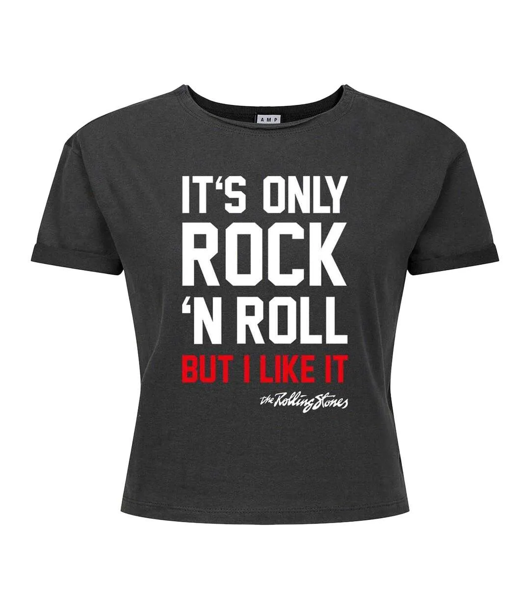 Womens/ladies It´s Only Rock N Roll The Rolling Stones Crop Top Charcoal Amplified-1