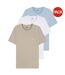Lot De 3  T-shirts Motif/style Logo Brodé Homme Blanc Bleu Marron Boss-1
