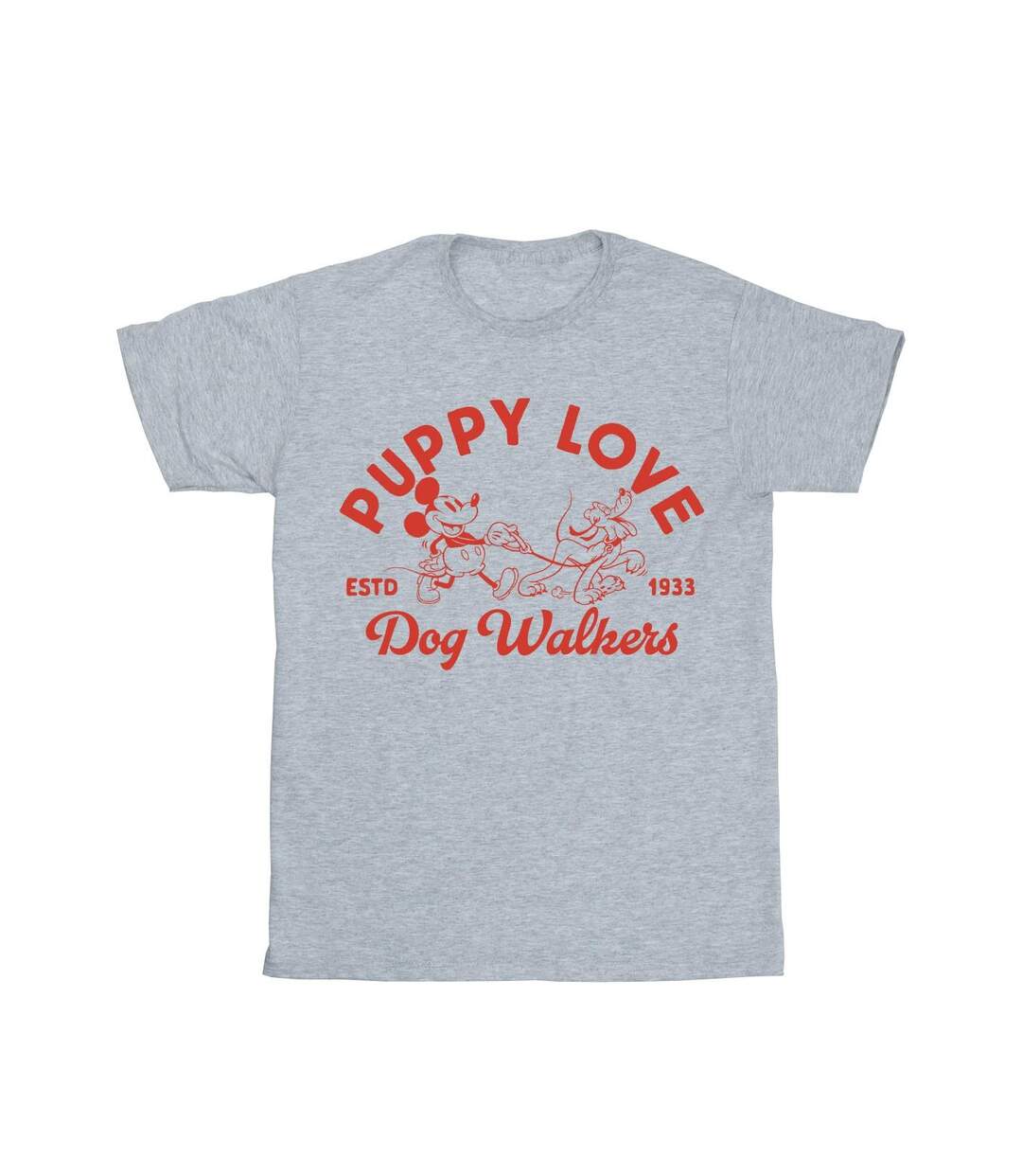 Disney Femme/Les femmes Mickey Mouse Puppy Love Cotton Boyfriend T-Shirt (Gris sportif) - UTBI38070-1