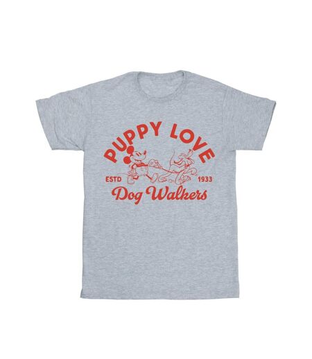 Disney Femme/Les femmes Mickey Mouse Puppy Love Cotton Boyfriend T-Shirt (Gris sportif) - UTBI38070