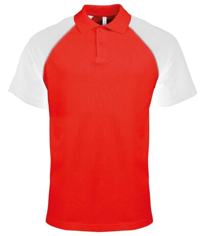 Polo bicolore baseball homme - K226 - rouge - blanc - manches courtes