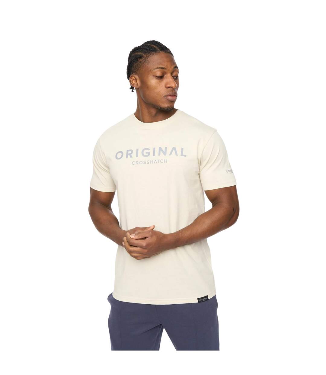 Mens Bardon Cotton T-shirt Neutral Crosshatch-1