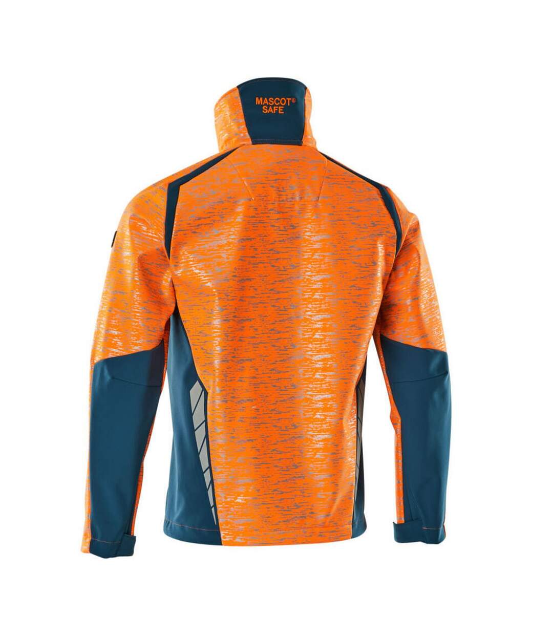 Mens Accelerate Safe Soft Shell Jacket Hi Vis Orange Dark Petroleum Mascot-2