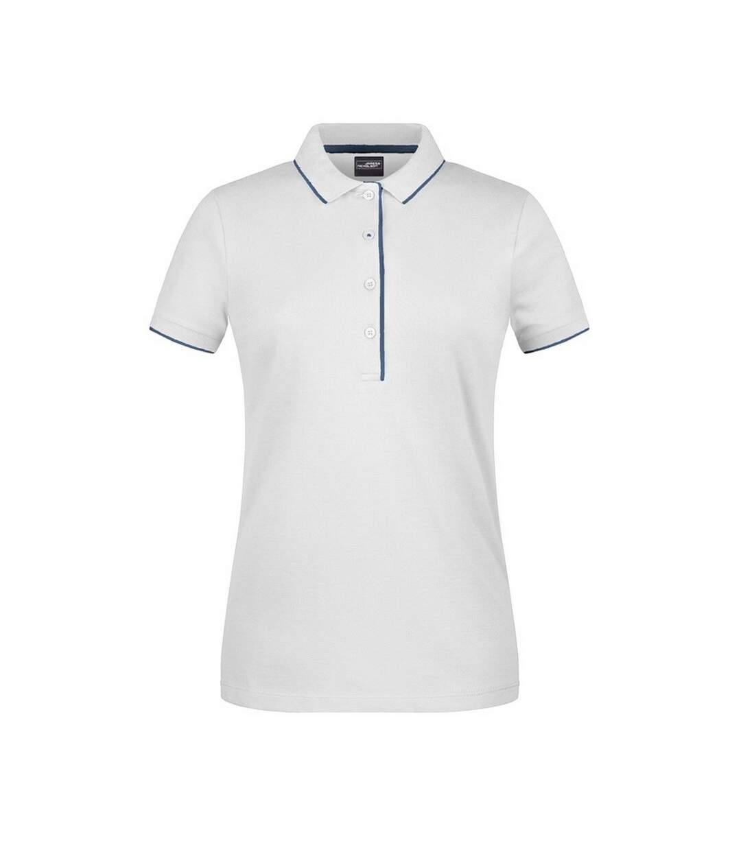 Polo Motif/style À Rayures Femme Blanc Bleu Marine James And Nicholson-1