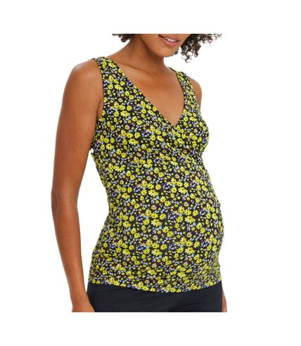 Débardeur Noir/Jaune Femme Mamalicious Lamber - L