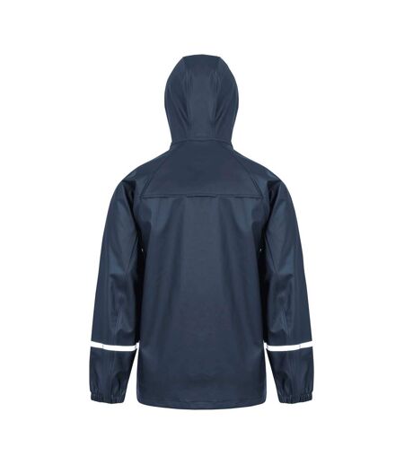 Mens Prism Reflective Tape Pu Recycled Waterproof Jacket Navy Result Recycled