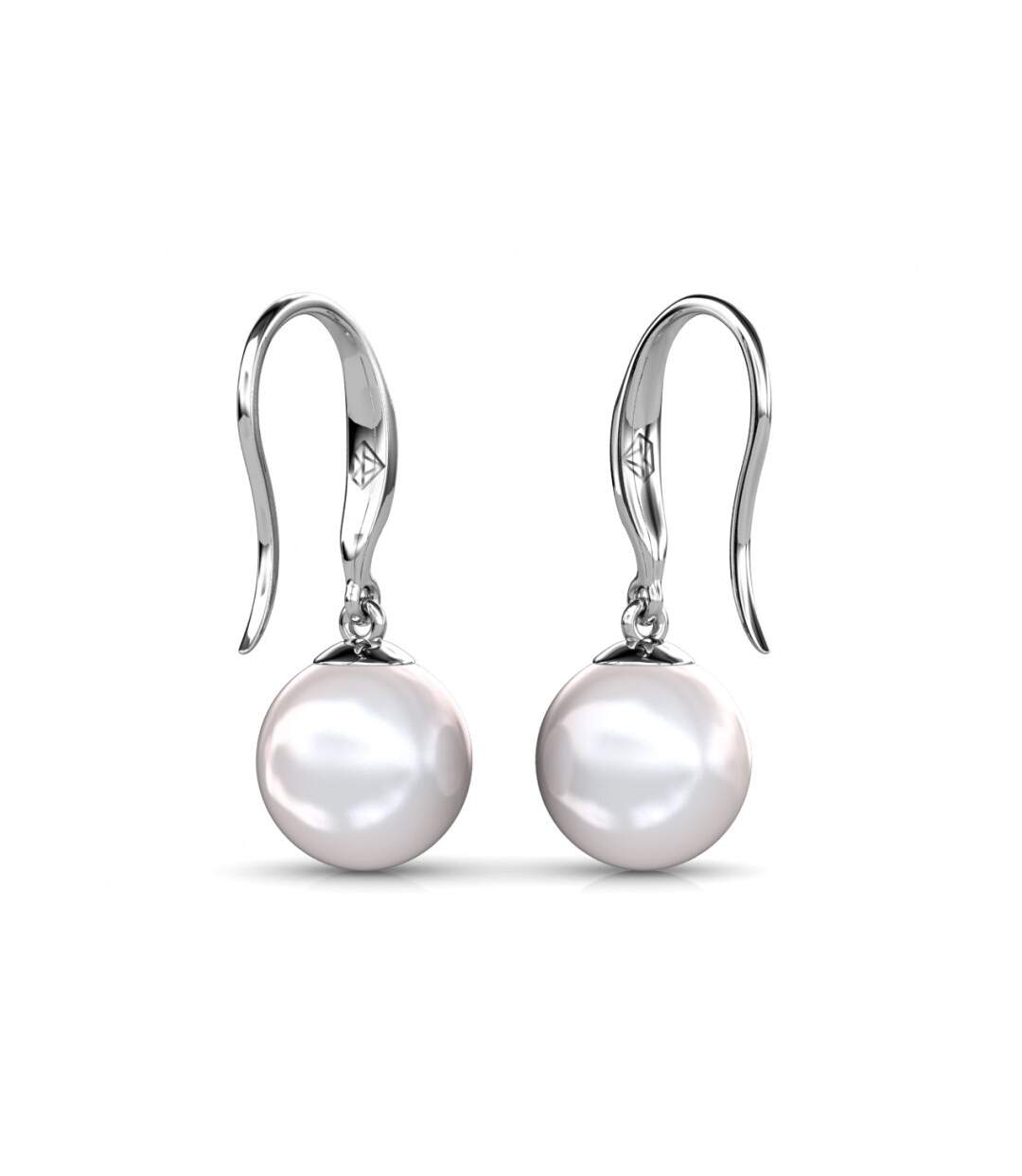 Boucles d'oreilles Pearl Hook, Perle d'Autriche, Cristal d'Autriche