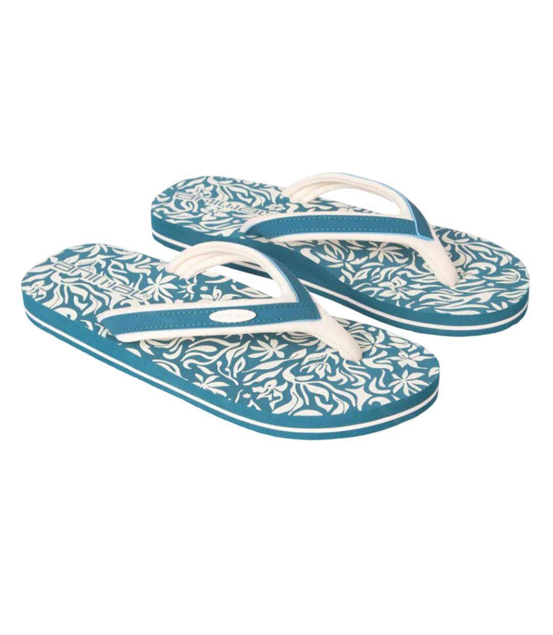 Womens/ladies Swish Patterned Flip Flops Turquoise Animal-1