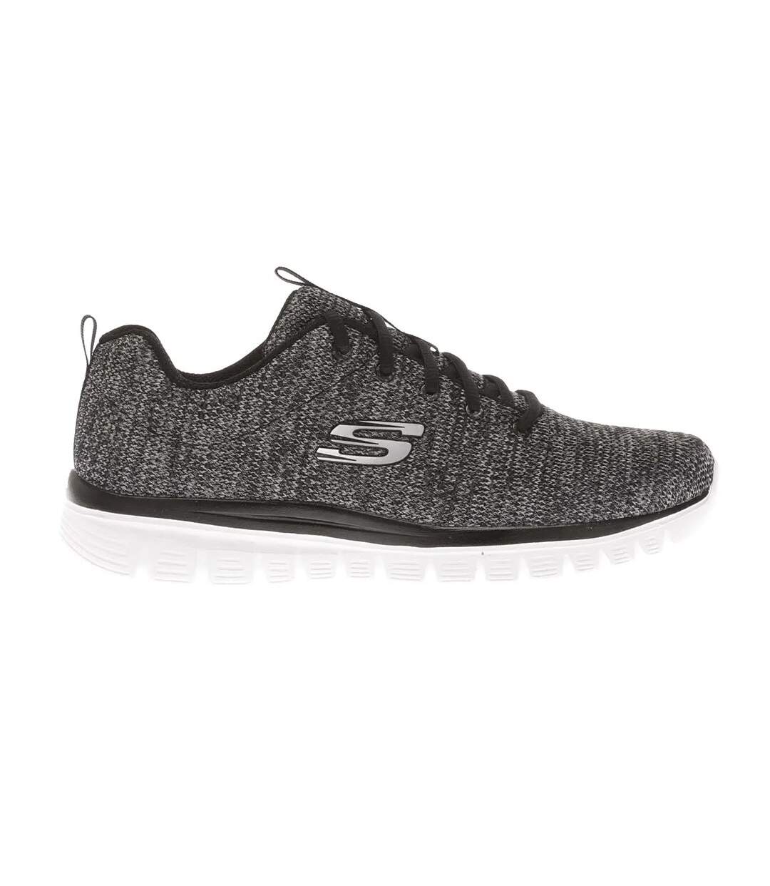 Womens/ladies graceful twisted fortune trainers black/white Skechers-3