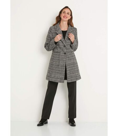 Manteau aspect lainage mi long col tailleur