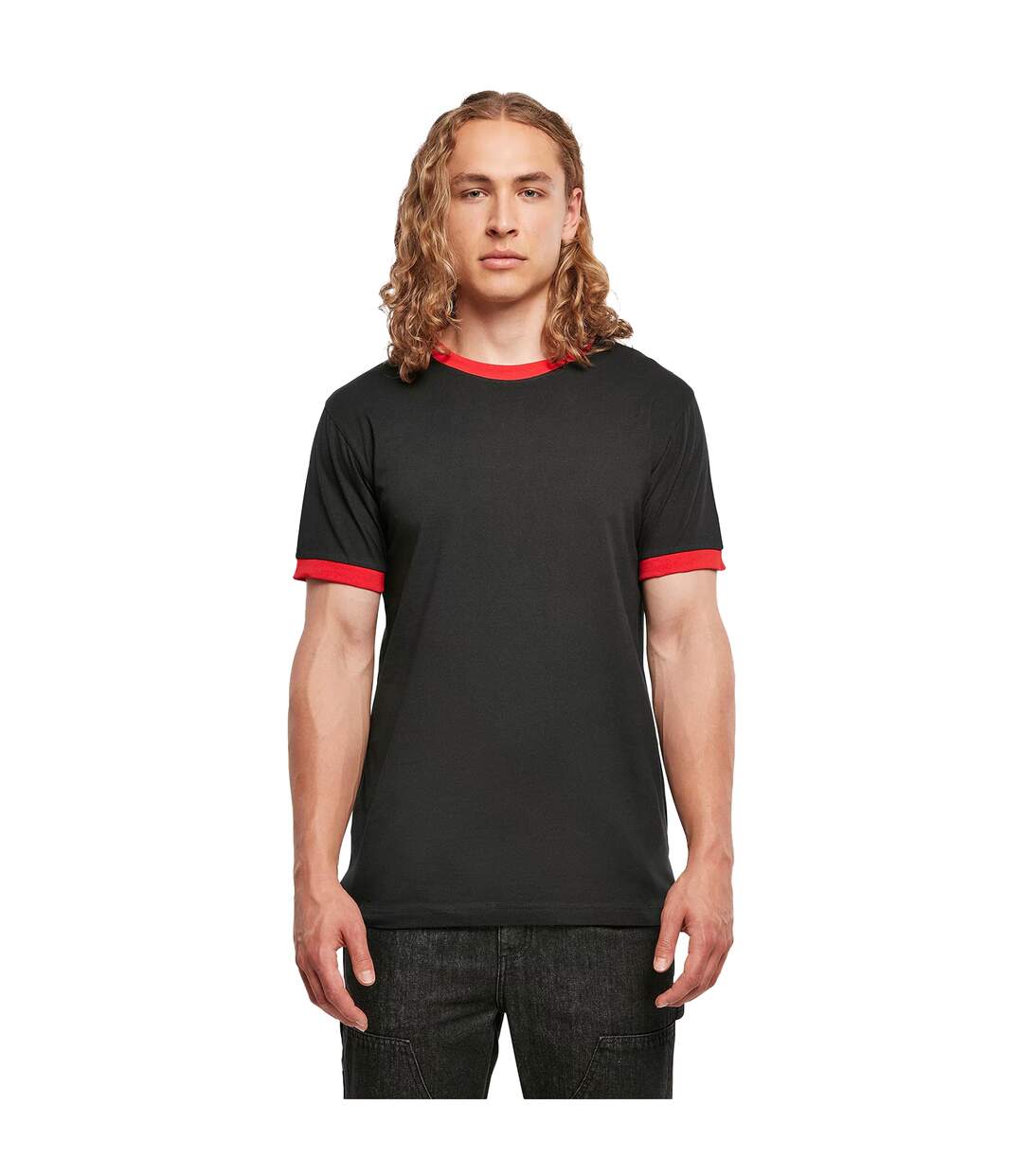 T-shirt Ringer Pour Hommes Fusain Cerise Build Your Brand-2