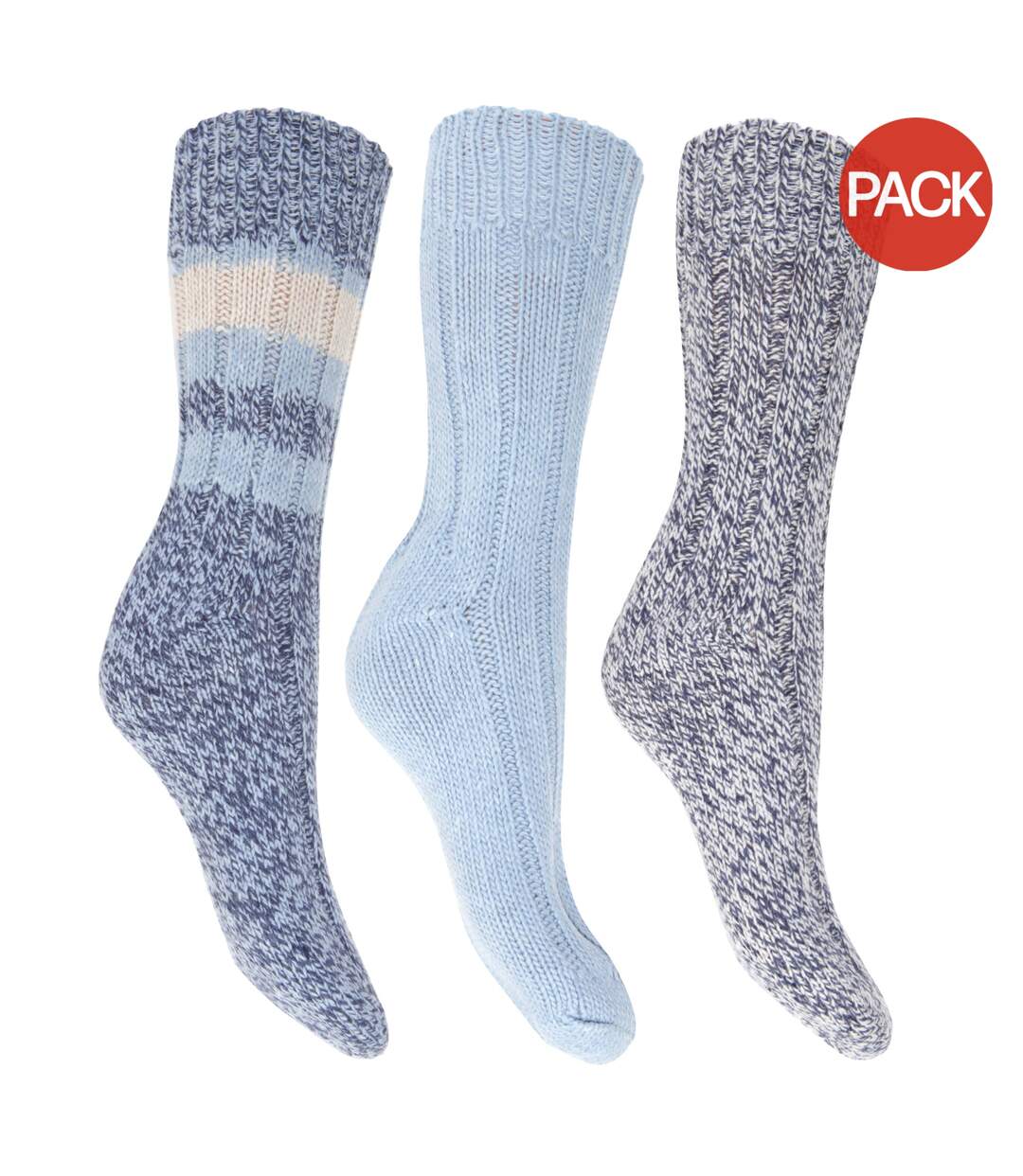 Lot de 3  Chaussettes thermiques épaisses paires femme bleu FLOSO