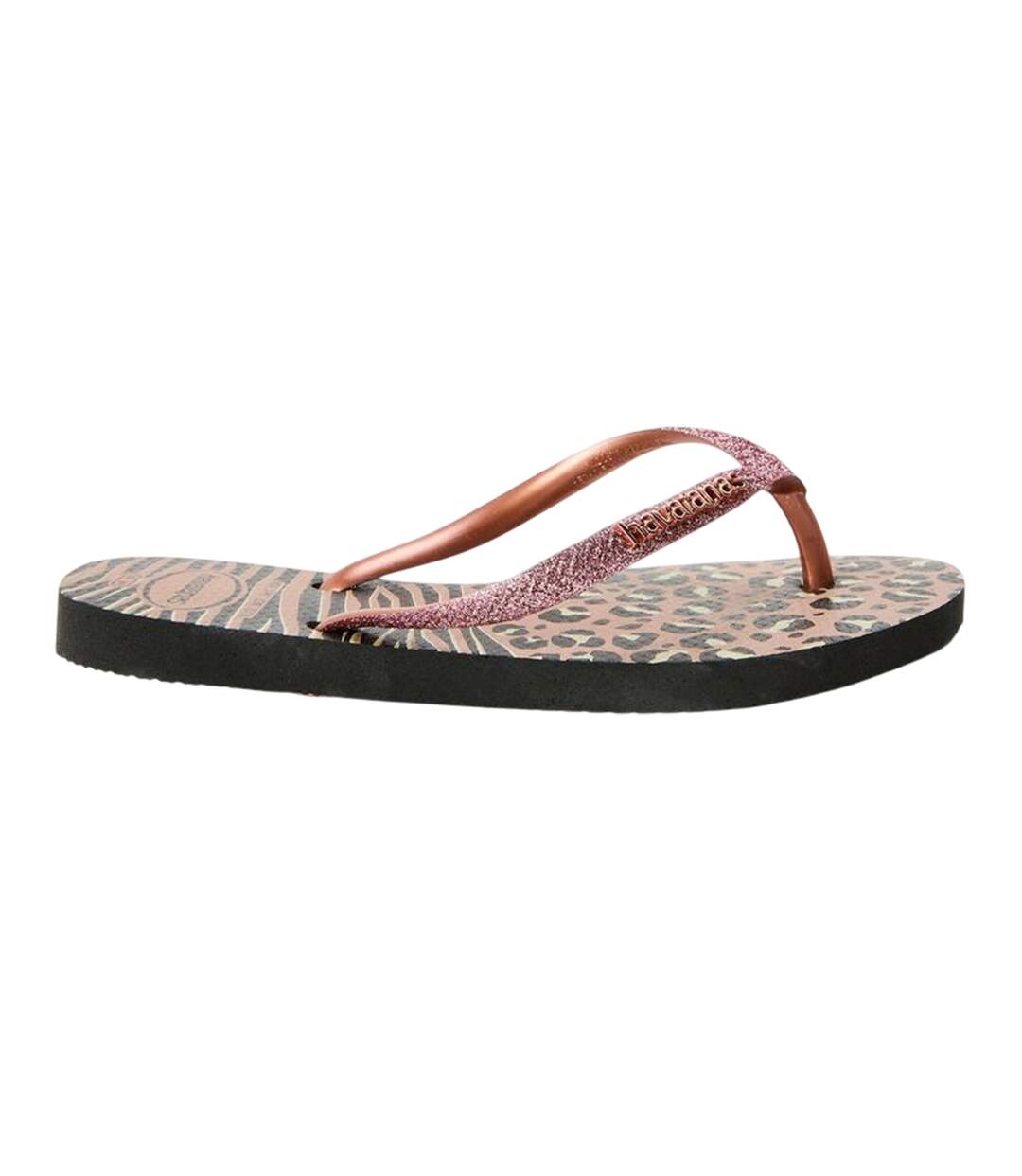 Tongs Motif/style Imprimé Animal Coupe Cintrée Femme Noir Jaune Or Havaianas-1