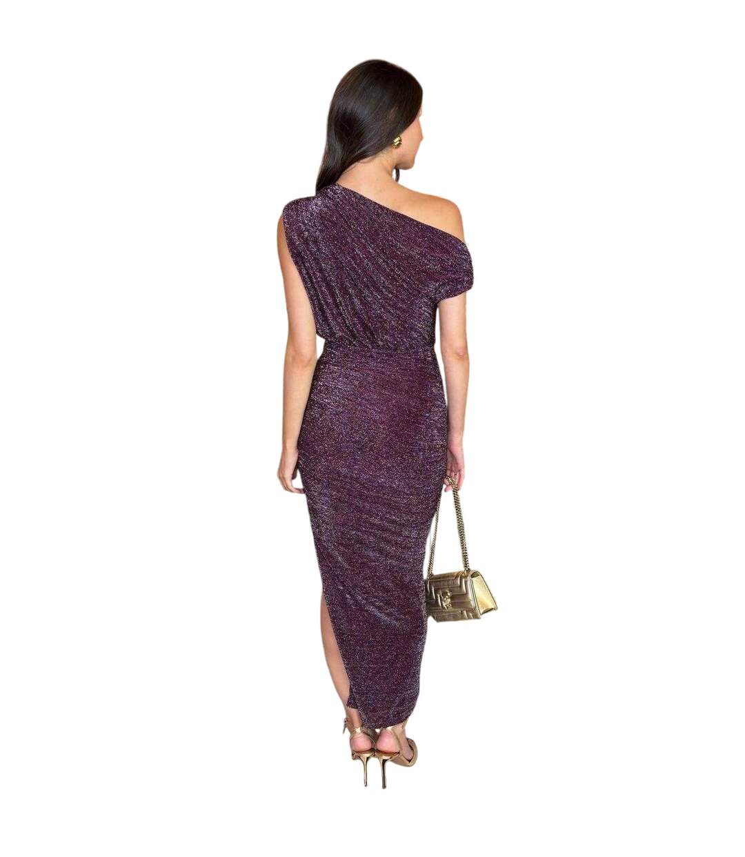 Robe Mi-longue Épaules Dénudées Motif/style Scintillant Femme Pourpre AX Paris-2