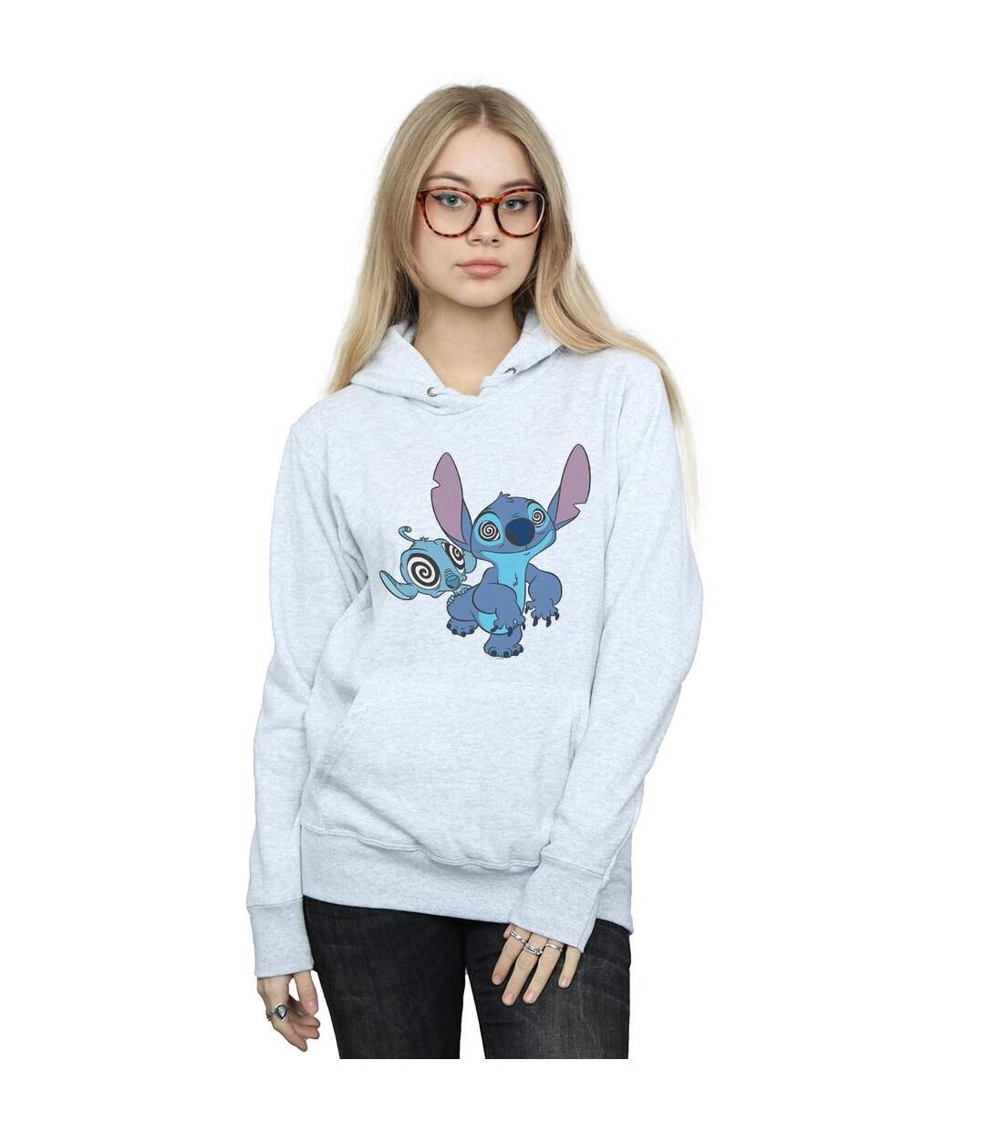 Disney Sweat à capuche hypnotisé Lilo And Stitch Femme/Ladies (Gris sportif) - UTBI5534-2