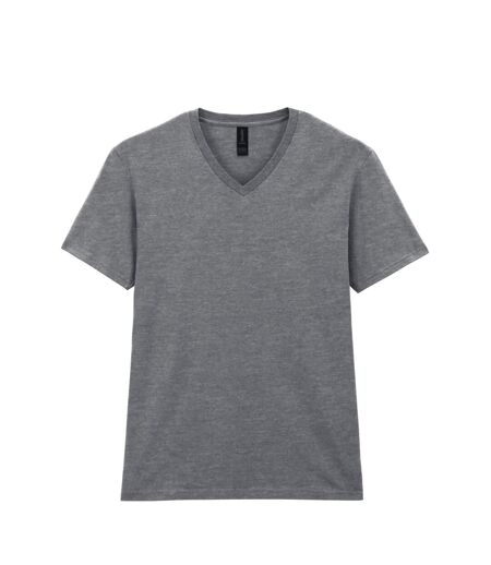 T-shirt À Manches Courtes Et Col En V Homme Gris Chiné Gildan