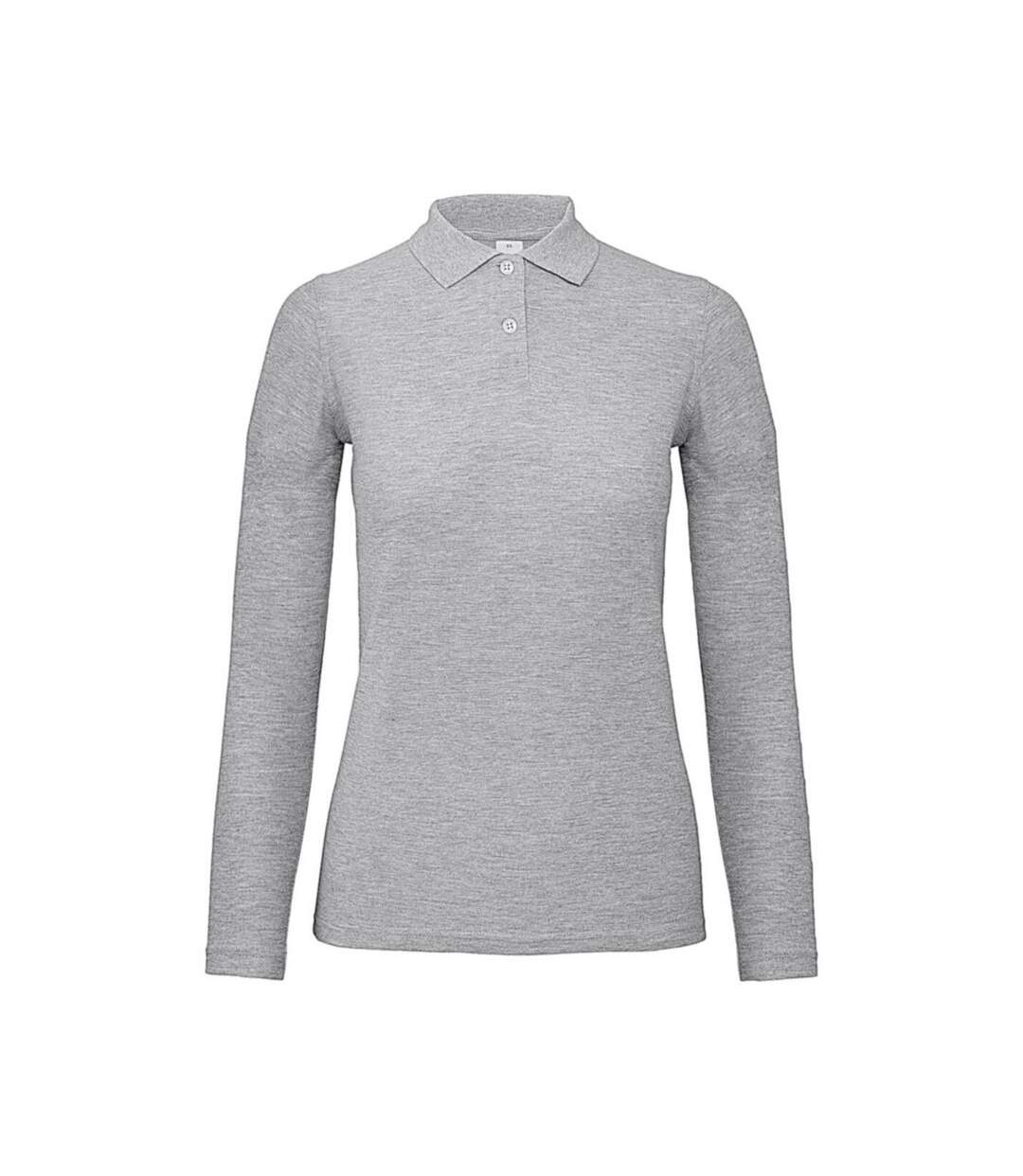 Polo Manches Longues Id.001 Femme Gris Chiné B&C-1