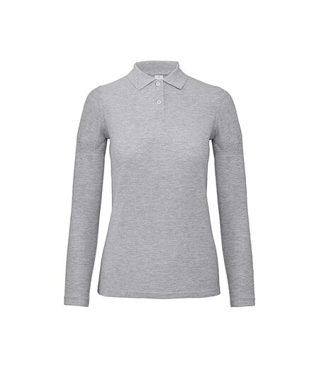 Polo Manches Longues Id.001 Femme Gris Chiné B&C